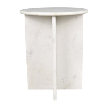 Javier 14" Contemporary Natural Marble Handmade X-Shaped End Table - JONATHAN Y
